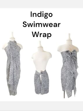 Indigo Swimwear Eco-friendly Polka Dot Lrg Square Cover Up Wrap OSFM NWT